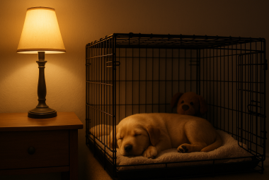 crate training a puppy at night